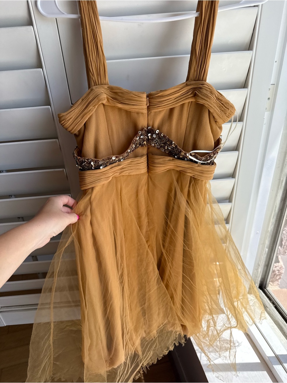 Mandalay Gold Sequin Empire Waist Tulle Party Dress sz 6 - Picture 7 of 9